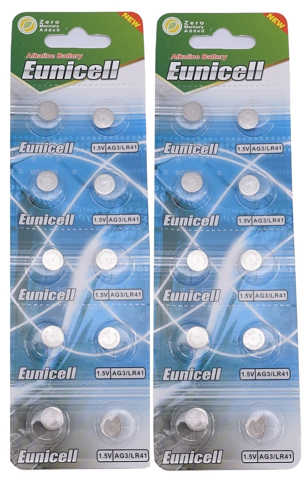 ENVOI SOUS SUIVI EUNICELL - 20 Piles Bouton AG3 392 LR41 SR41SW alcaline 1,5V