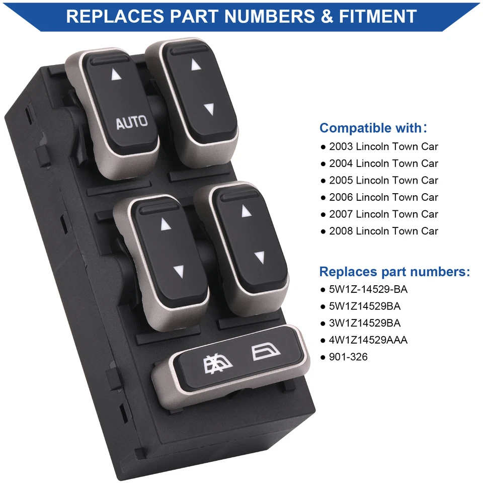 Master Window Switch Control for Lincoln Town Car 2003 2004 2005 2006 2007 2008 Foto 4 de 4