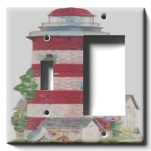 SnazzySwitch Candy Cane Lighthouse Decorative Light Switch Plate Cover - Picture 13 of 24