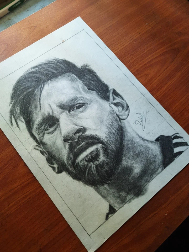 ACEO ORIGINAL PENCIL PORTRAIT DRAWING Lionel Messi SKETCH 11X8 A4 Size Artwork - Image 4 of 4