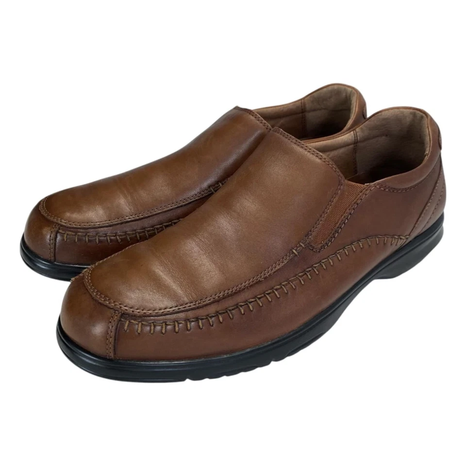 Florsheim Terrain 12 码宽皮革一脚蹬舒适鞋鞭子干邑 — 第 3/4 张图片