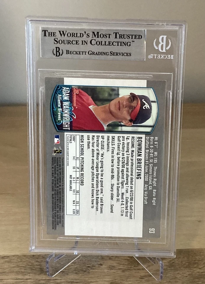 2000 Bowman Adam Wainwright Auto Signed Card Beckett BAS Cardinals Braves  - Image 2 of 2