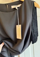 CROSBY By Mollie Burch Farrah Fringe Black Top Small MSRP $164+