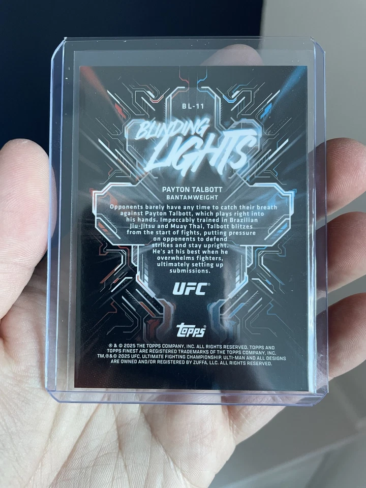 Inserto de luces cegadoras Payton Talbott Rookie SSP - 2025 Topps Finest UFC #BL-11 Foto 2 de 2