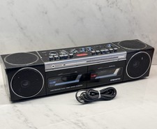 VINTAGE SANYO MW800 BLACK Dual Cassette Boombox 80s  Please read