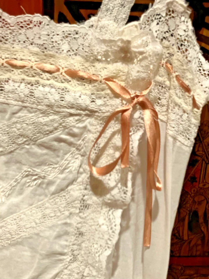 NUEVO SIN ETIQUETAS J Peterman Camisón Marfil Blanco Romántico Boda Trousseau Foto 3 de 4