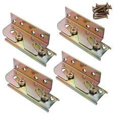4 Pack Bed Rail Brackets - Heavy Duty Wooden Bed Frame Connectors with Screws