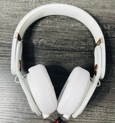 Beats Mixr Mixer Wired Headphones White Rose Gold With Cord VERY