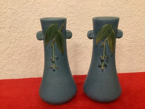 Beautiful Pair of Cornish Blue Weller Pottery/Ceramic Vases