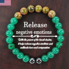 Handcrafted Green Malachite Braided Boho Natural Stone Malachite Beaded Bracelet