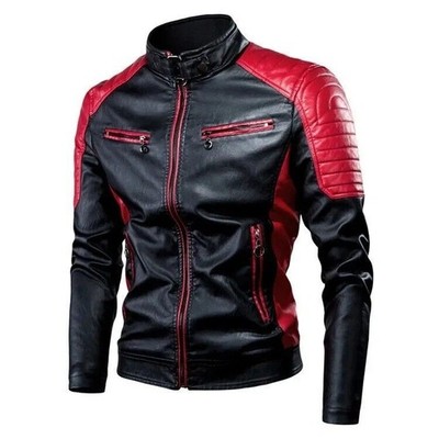 Men's Leather Jacket Cafe Racer Motorcycle Biker Genuine Lambskin Leather