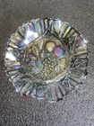 Vintage Federal Carnival Glass Blue Ruffled Edge Bowl-Pioneer Pattern Beautiful