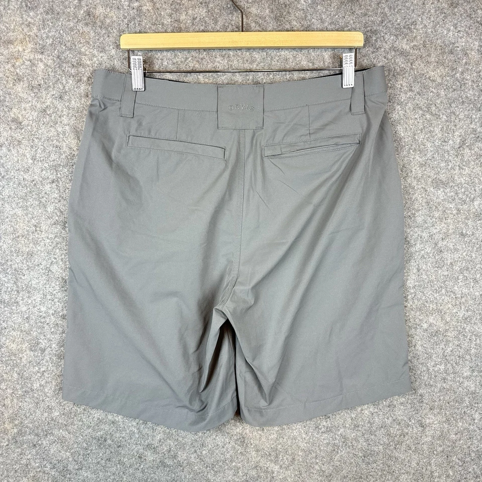 Pantalones Cortos Orvis Tech Para Hombre 34 Gris Elástico Cremallera Bolsillo Senderismo Gorpcore Foto 2 de 4