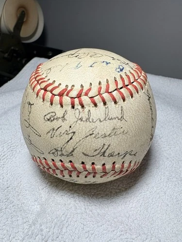 Autographed Baseball and box  No COA Ernie Johnson  Boston Milwaukee Braves MLB