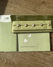 Authentic Van Cleef Arpels 18k Yellow Gold Clover Mother of Pearl Bracelet