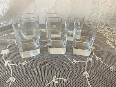 VTG Set of 6 Strauss Luigi Bormioli Clear Square Shot Cordial Glasses 1980s