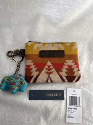 New Pendleton Designer Aztec Style ID Card Holder Zipper Pouch Wallet With Clip