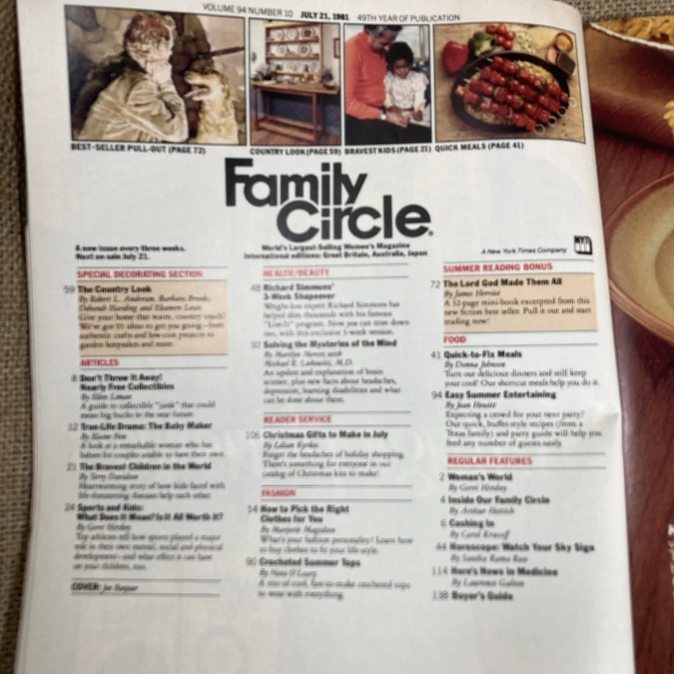 Vintage 1981, Family Circle Magazine -  Apr 28, May & Jul, Lot of 3 Foto 3 de 4