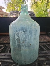 HUGE 24" 12 Gallon Antique Blob Top Glass Demijohn Water Bottle 1925 G