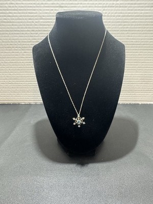 Sterling Silber 925 Blautopas Schneeflocke Halskette 18'' Kette