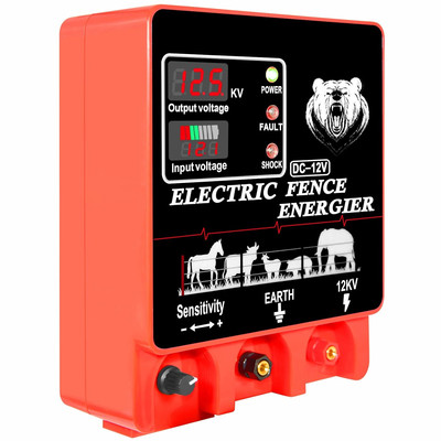 9J Electric Fence Charger Energizer, 9 Joules 20 Miles, AC DC 2 in 1 Powered Sup