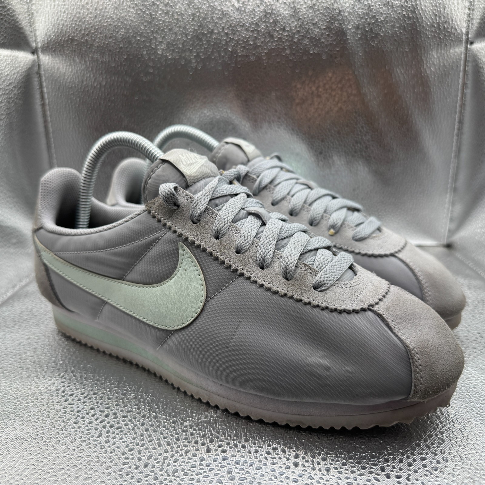 Size 8.5 Nike Classic Cortez Nylon Wolf Gray White Womens Sneakers 457226-031