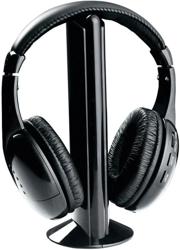 Cuffie Stereo Wireless 5 IN 1 Senza Fili WIFI Cuffia PROFESSIONALE per Pc Tv Mp3 - Immagine 3 di 4