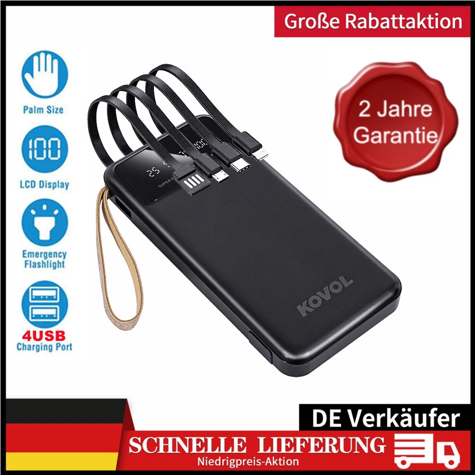 50000mAh Power Bank Schnellladegerät Externer Batterie Ladegerät für alle Handy