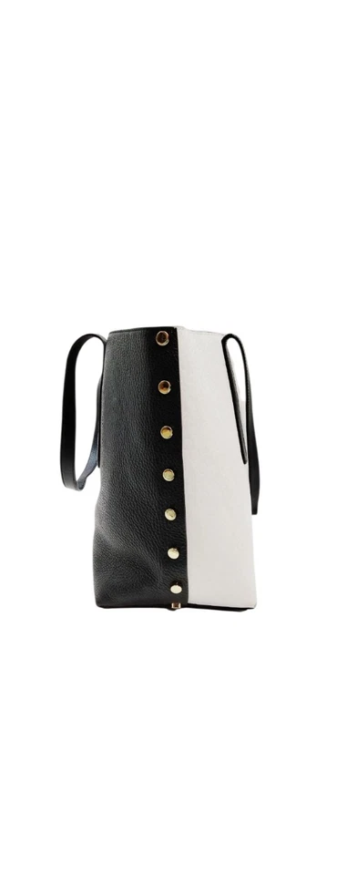 Jimmy Choo Twist East-West Logo Branded Two-tone Leather StuddedTote MSRP $1,150 - Image 2 of 4