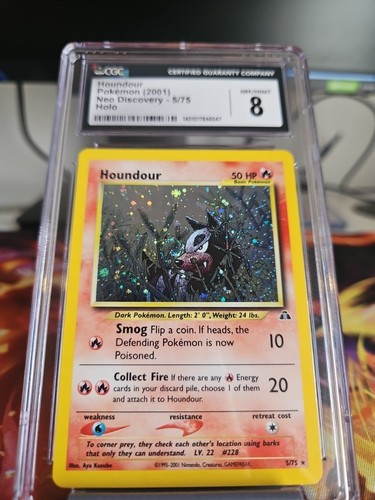 Houndour Holo Neo Discovery 2002 WOTC CGC 8 NM/MINT With Swirl - Picture 5 of 8