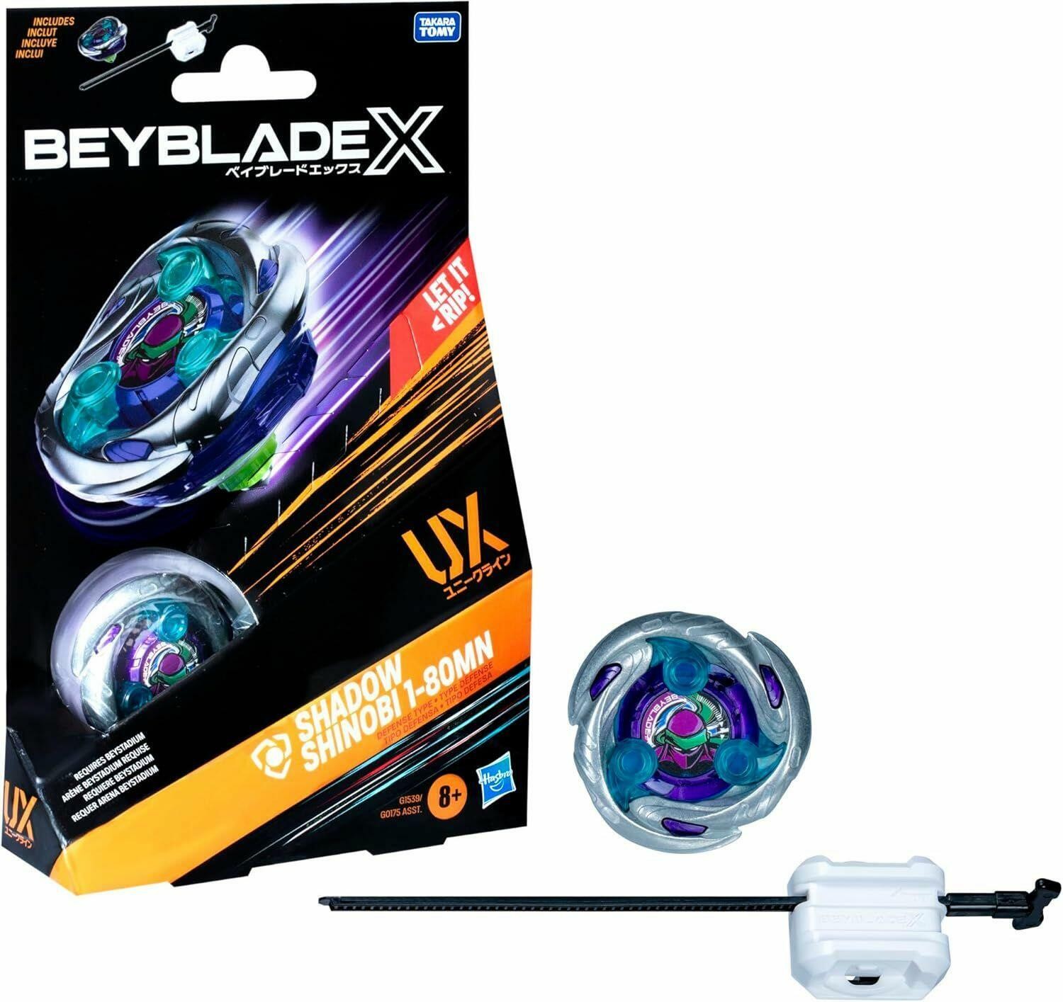 Beyblade X Shadow Shinobi 1-80MN UX Starter Pack Top and Launcher