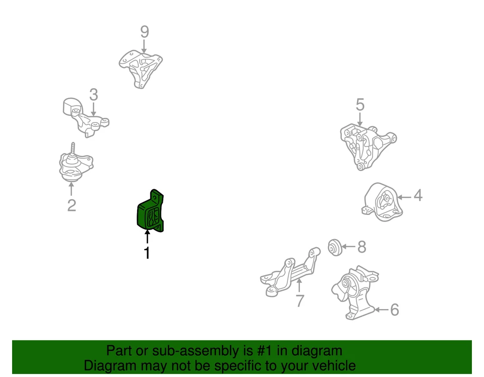 Elemento Honda genuino 2003-2011 - motor de tope delantero (AT) 50840-SCV-A81 Foto 3 de 4