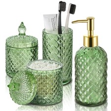 Green Bathroom Accessories Set, 4 Pack Olive Green Bathroom Decor Accessory S...