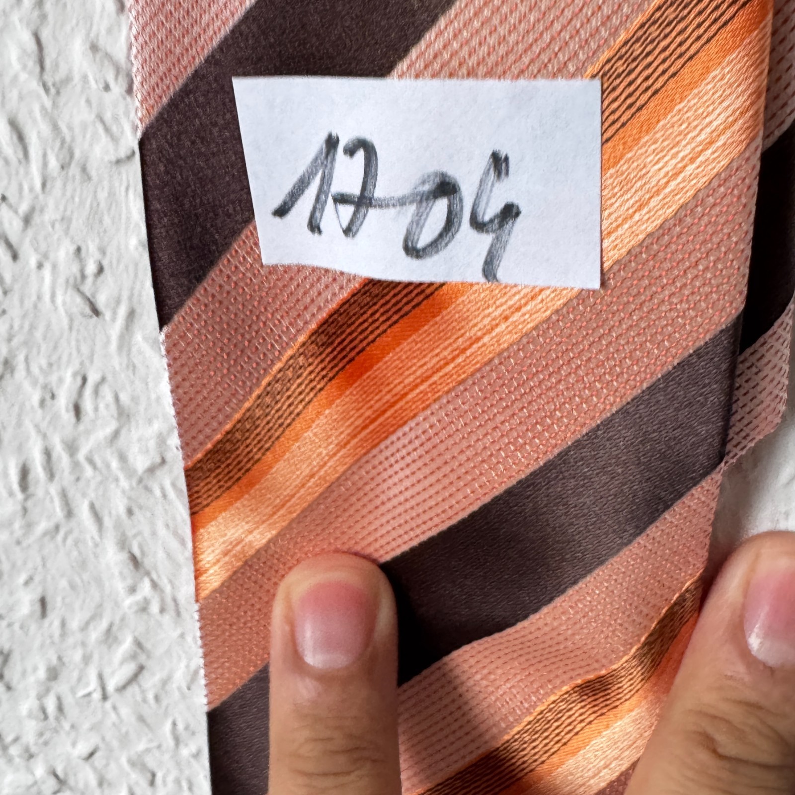 Basini Striped Microfiber Tie - Orange, Brown, & Pink image 7