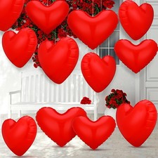 12 Pcs Giant Valentine's Day Inflatable Heart Blow up Outdoor Decorations Inc...