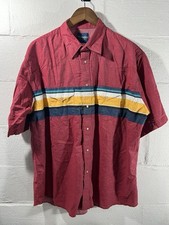 Vintage Wrangler Western Pearl Snap Shirt Short Sleeve Pattern Mens 2XL Stripe