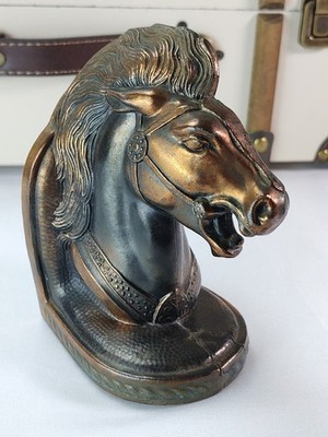 Vintage BMPro Mid-Century Marion Bronze Horsehead Single Bookend Equestrian