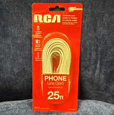 RCA Phone Line Cord 25ft White Flat RJ-11 to RJ-11 Cable TP7225WDR