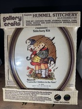 Hummel Stitchery Kit 8034 Oval Frame 9x12" UMBRELLA CHILDREN IN THE RAIN NIP