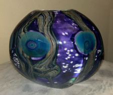 2008 Robert Eickholt Freeform Hand-Blown Deep Sea Anemones Art Glass Vase - OH