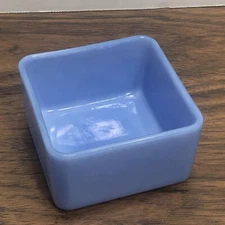 Vintage Jeannette Delphite Blue Milk Glass Refrigerator Dish 4” Square - No Lid