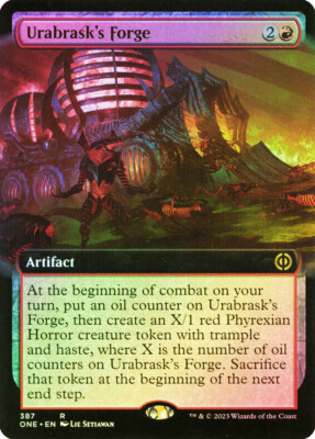 MTG FOIL Urabrask's Forge Extended Art - Phyrexia: All Will Be One #387
