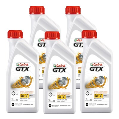 Set 5 Liter Motoröl Castrol GTX 5W30 RN17 Acea C3 MB 226.52 Benzin Und Diesel