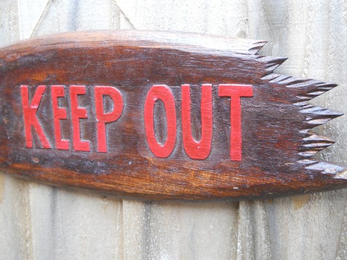 Wooden Sign 45 x 14 cm Carved Hand Made Coloured Art Sign KEEP OUT Wall Hanging - Picture 5 of 9