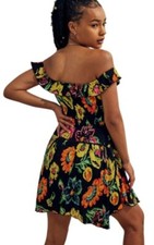 Urban Outfitters Aubrey Mini Dress Women XS Black Boho Retro Summer Beach Resort