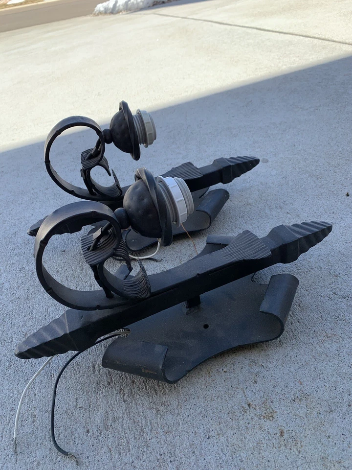 Vintage Wall Sconces - Wrought Iron Hand Forged Wired Wall Lights Untested. - Image 4 of 4