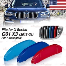 Tri-Color 7 BARS Kidney Grille Front Cover Insert Clips for BMW X3 G01 2018-2021