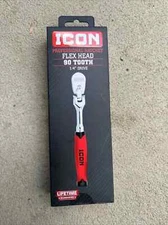 ICON 64693 PRO 90 TOOTH 1/4 in DRIVE FLEX HEAD RATCHET COMFORT GRIP HANDLE - NEW