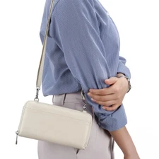 Women Genuine Leather White Wallet Purse Crossbody Phone Handbag Shoulder Bag US