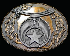 Shriners Masonic Scimitar Cresent Vintage Belt Buckle